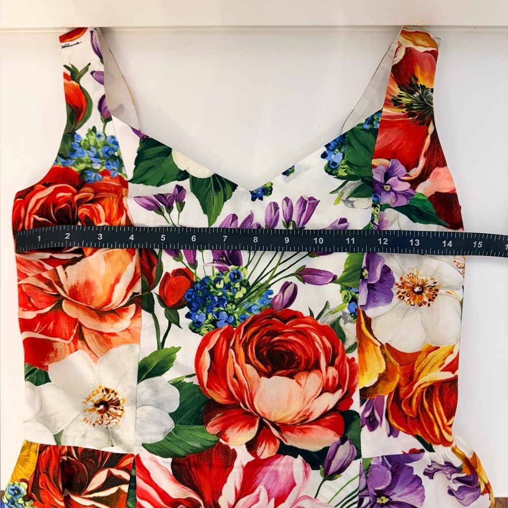 DOLCE & GABBANA Multicolor Floral Print Cotton Mini Dress Top and Shorts SET 2pc - Picture 14 of 16